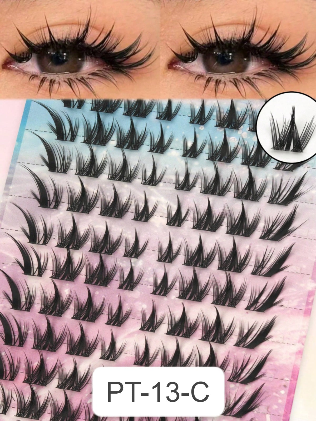 Shein Women's Natural Dramatic C Curl Individual Cluster False Eyelash Set Code : PT-13-C