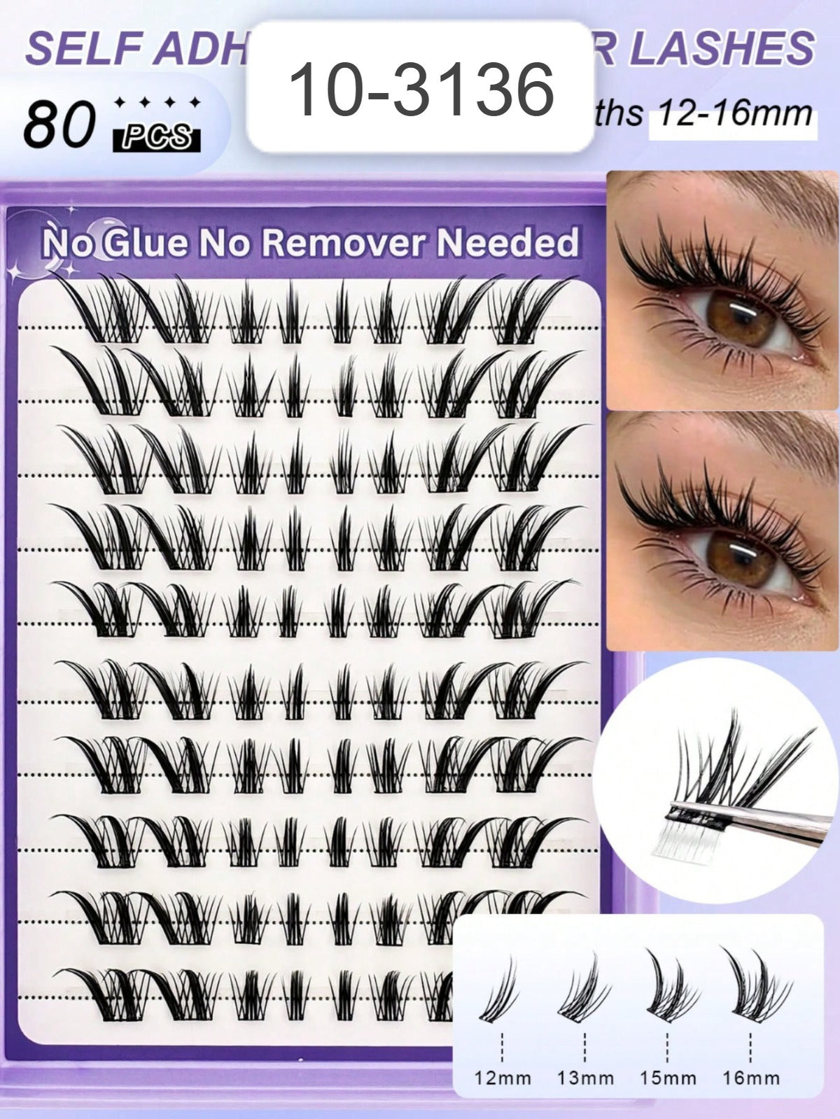 Shein Women's Self-Adhesive Fox Eye Style Cluster Lash Set Code : 10-3136