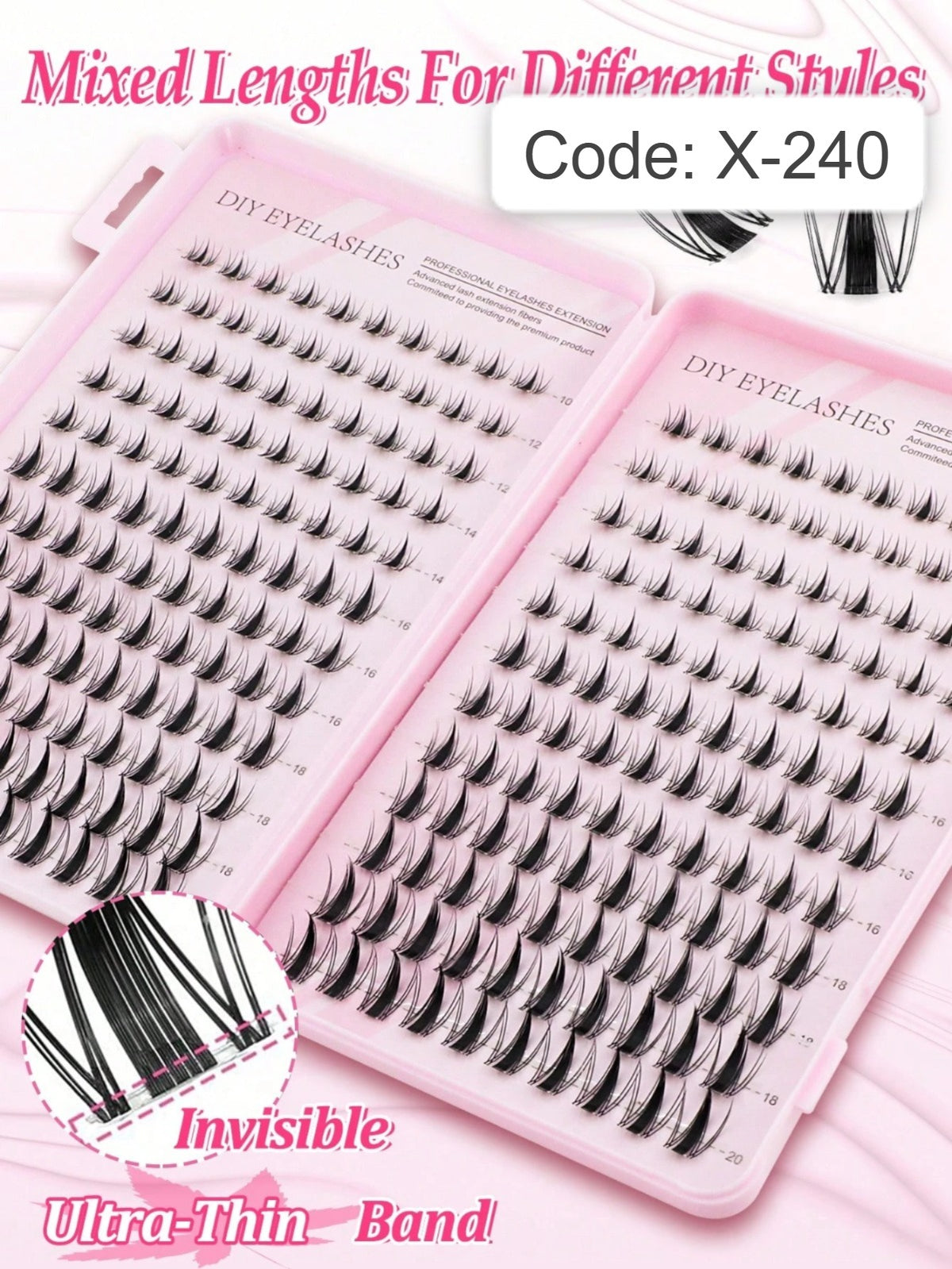 Shein Women's 240-Piece C-Curl Fluffy 3D False Eyelash Set, Code: X-240