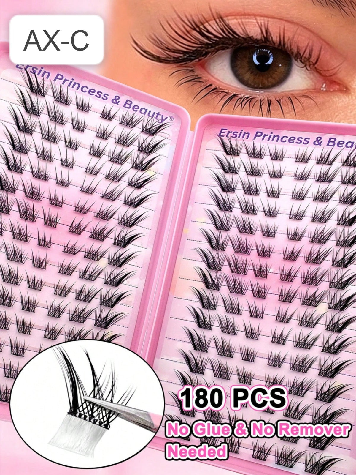 Shein Women's 180-Piece C-Curl Self-Adhesive Cluster Eyelash Set Code : AX-C