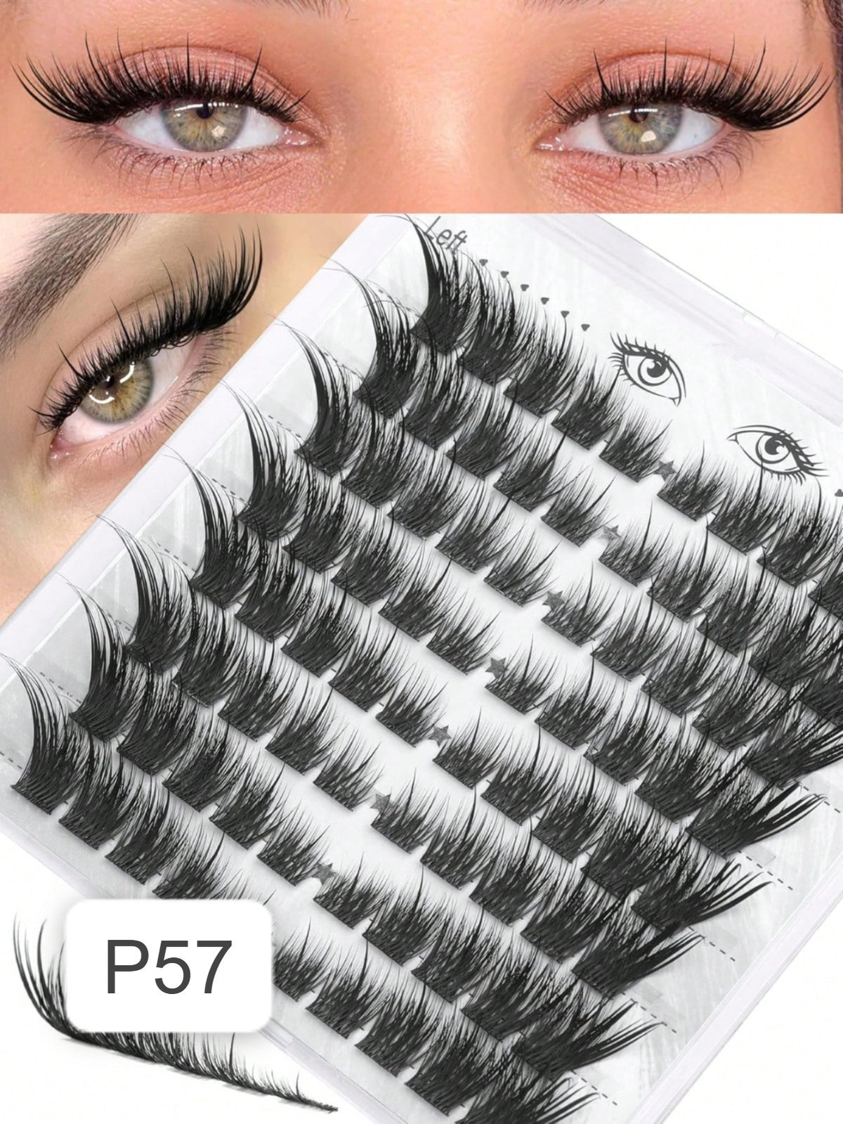 Shein Women's Cat Eye Spiky Cluster Eyelashes Set Code : P57