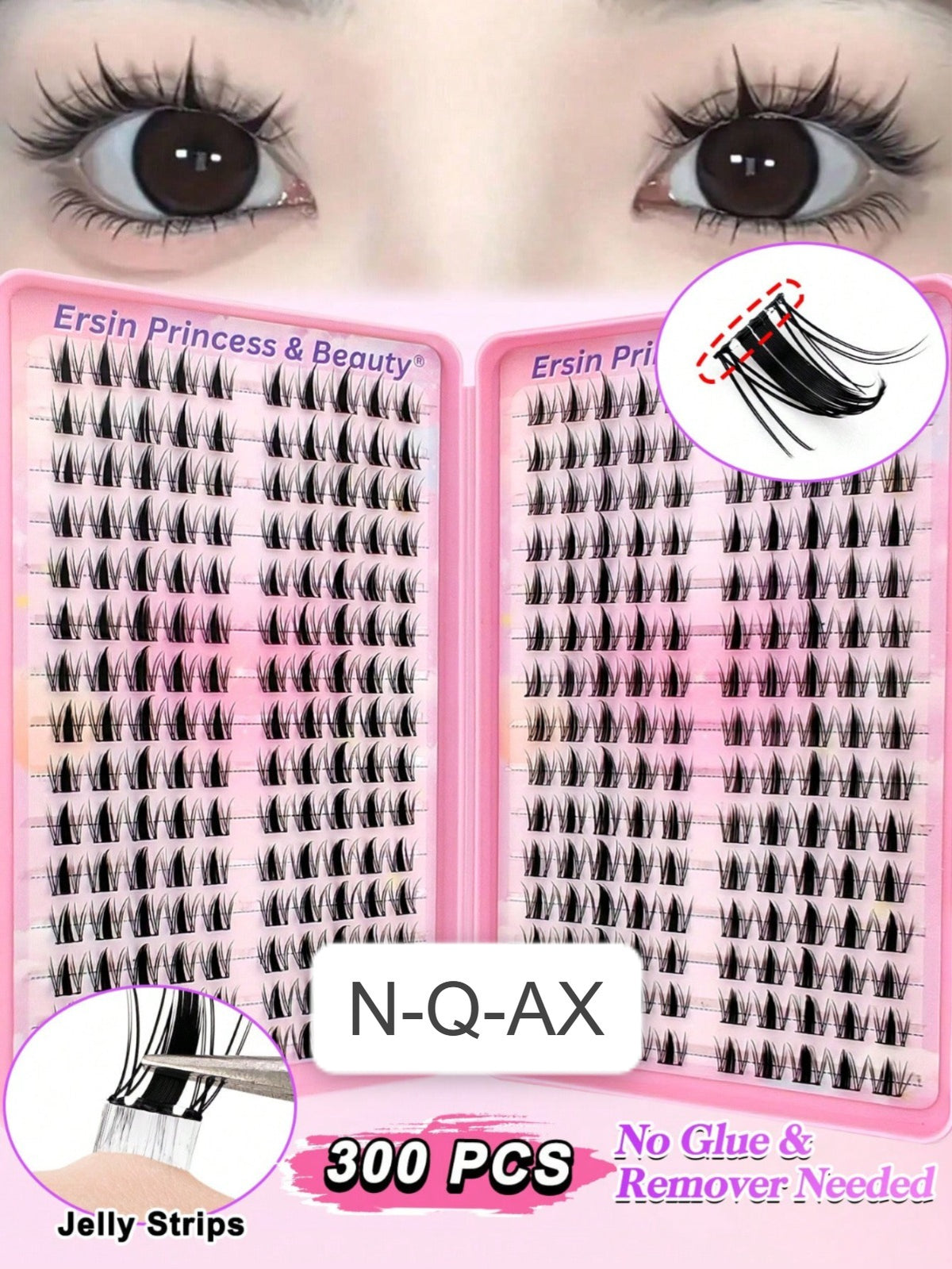 Shein Women's 300-Piece Fluffy Self-Adhesive False Eyelash Cluster Set Code : N-Q-AX