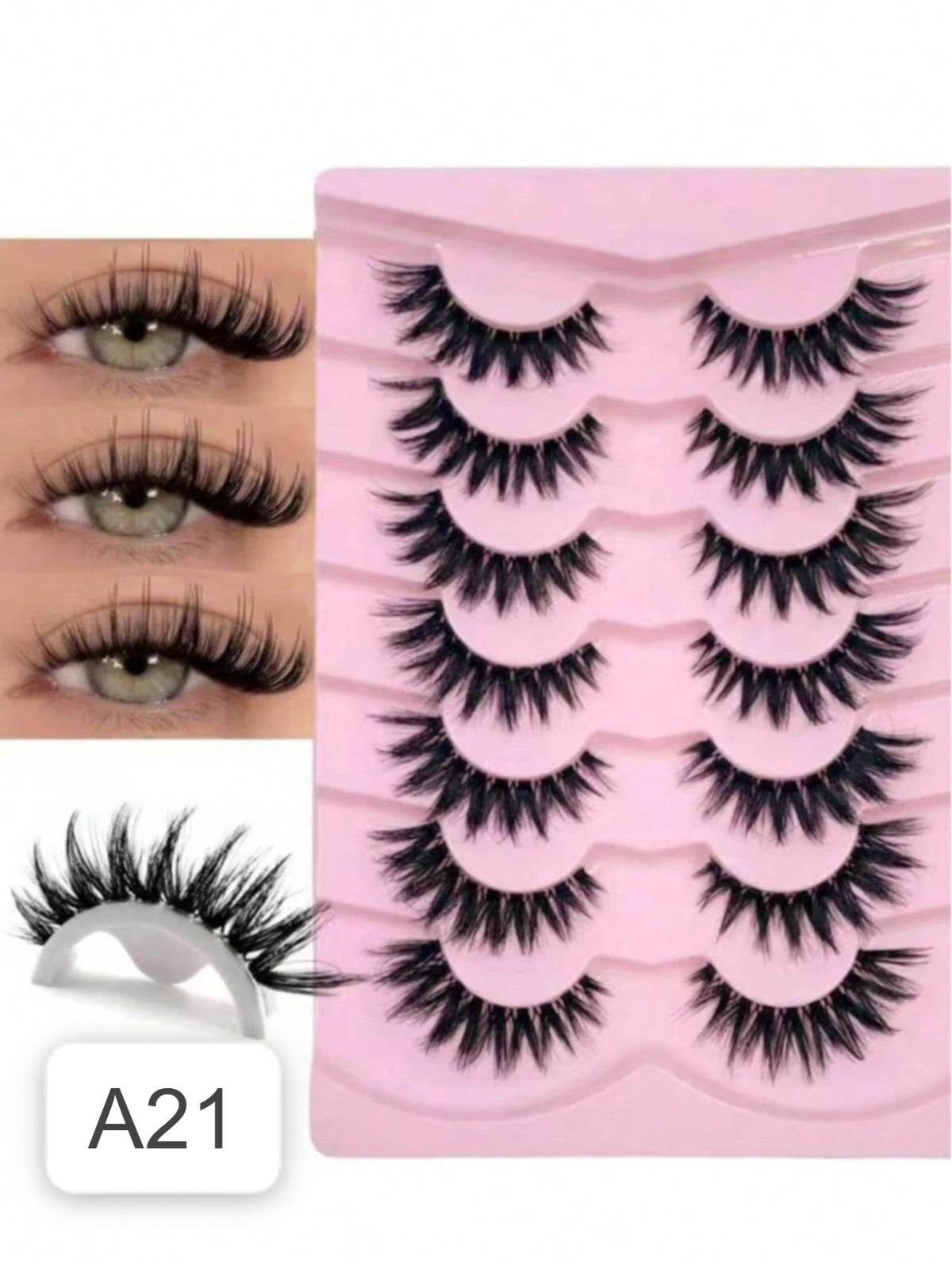 Shein Women's 7 Pairs 3D Faux Mink Cat Eye False Eyelashes Set Code : A21