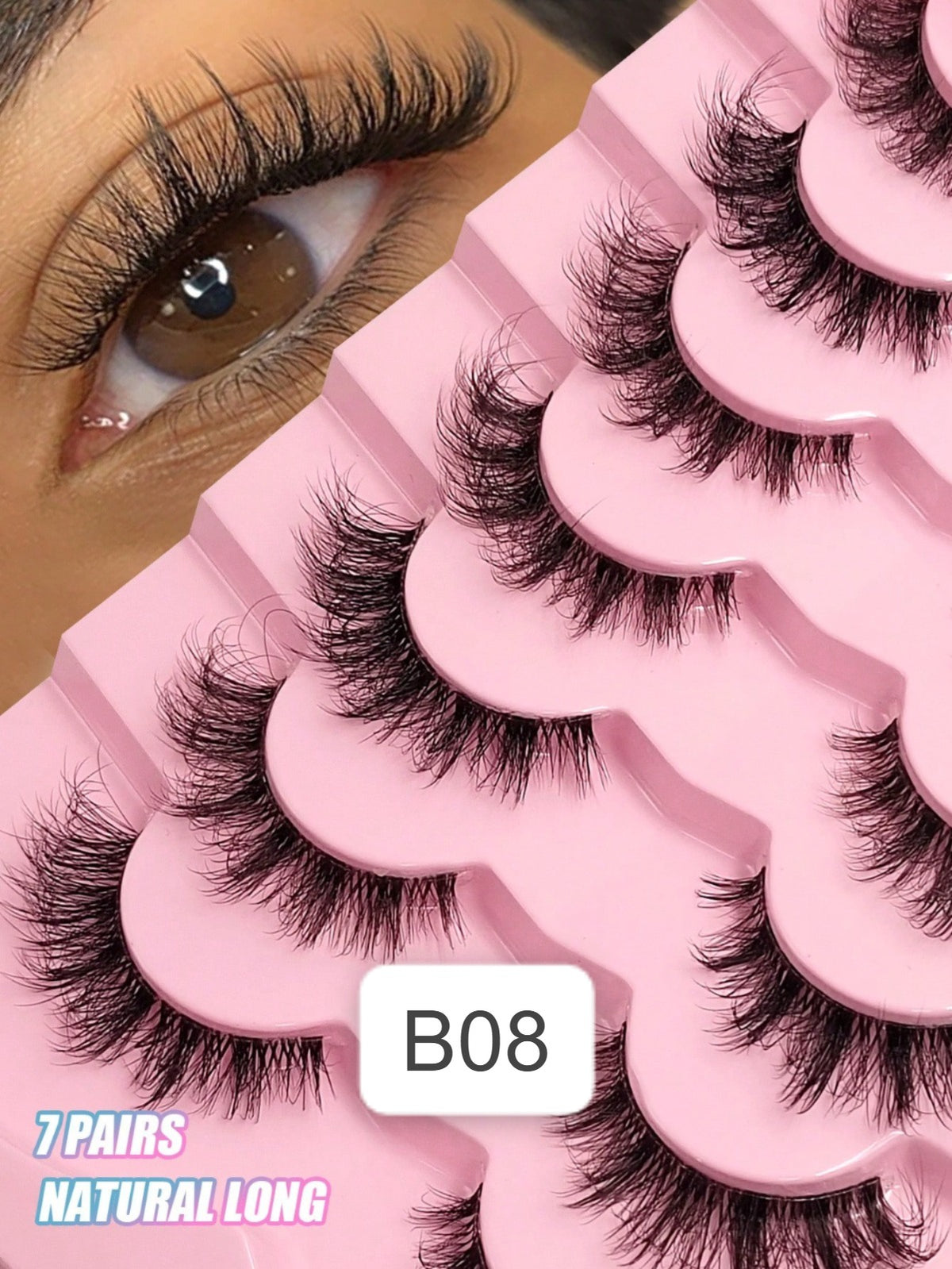 Shein Women's 7-Pair Fluffy Synthetic Mink False Eyelash Set Code : B08