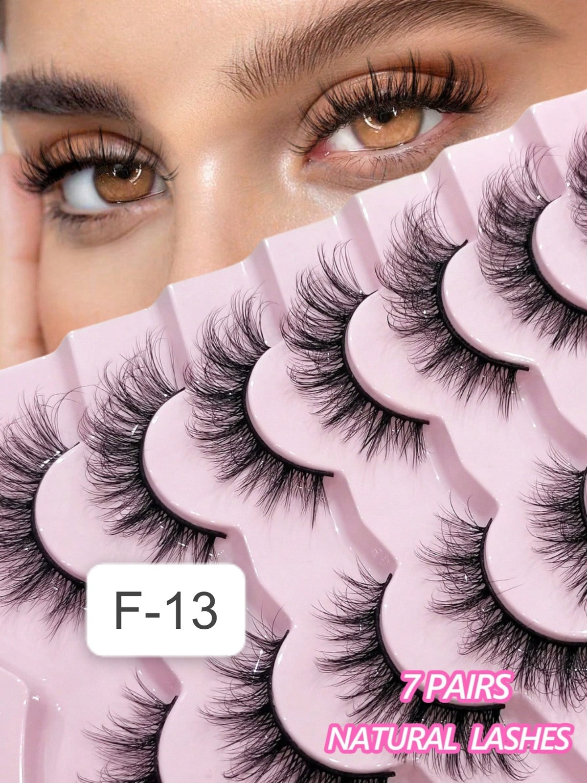 Shein Women's 7-Pair Natural Wispy Soft 3D Fluffy Faux Mink False Eyelash Set Code : F-13