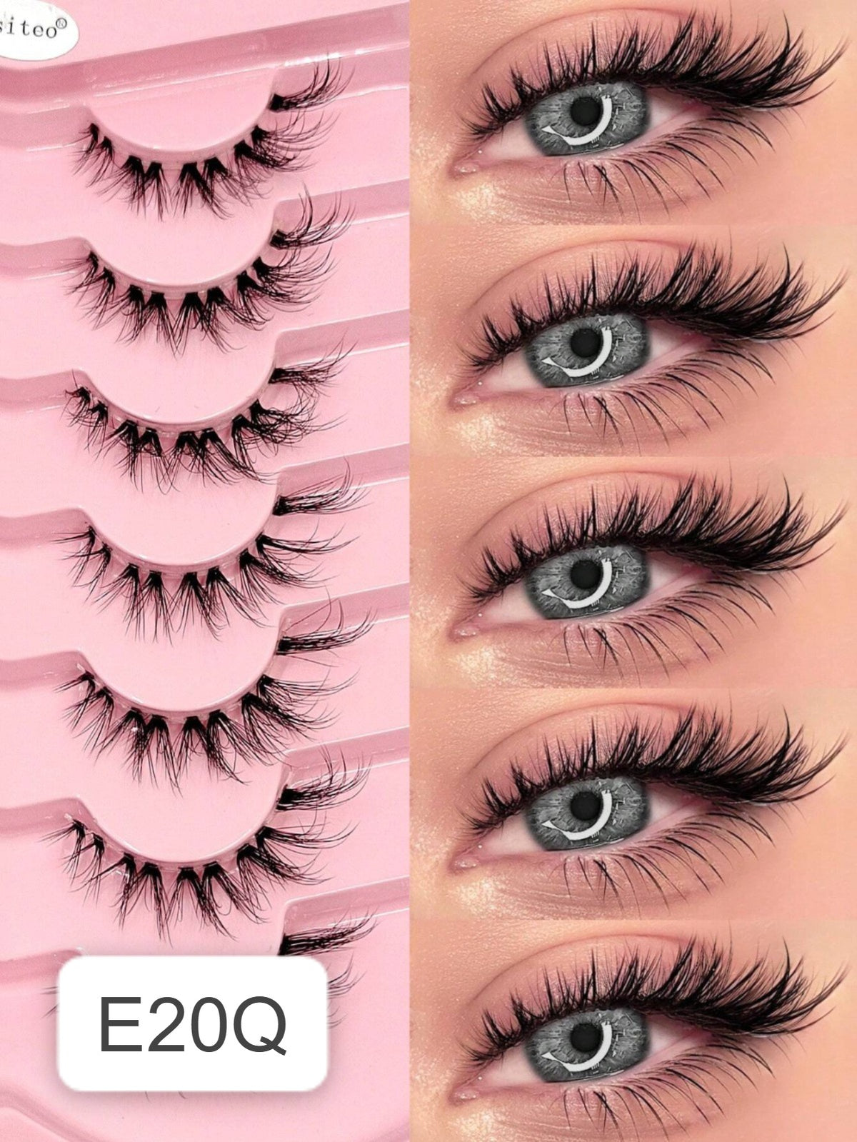 Shein Women's 7-Pair Natural Crisscross Short False Eyelash Set Code : E20Q