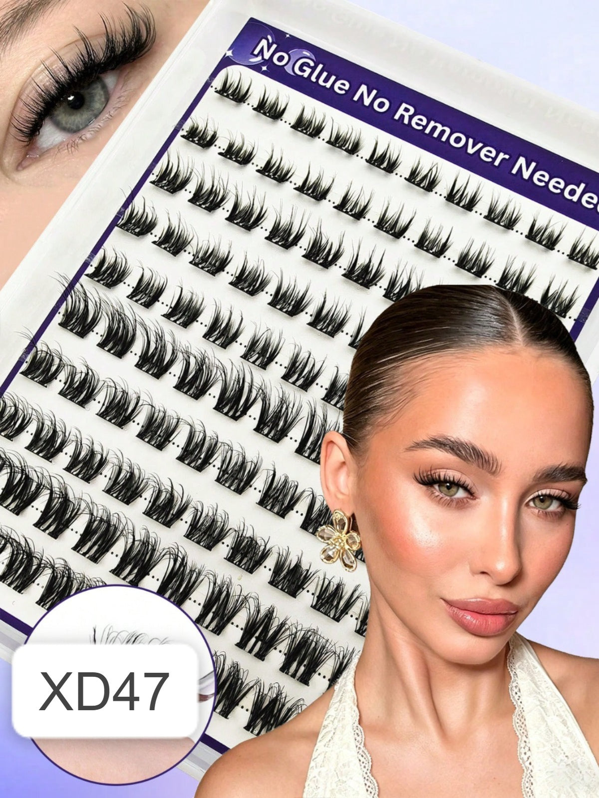 Shein Women's 100-Piece C Curl Self-Adhesive Cluster Eyelashes Set Code : XD47