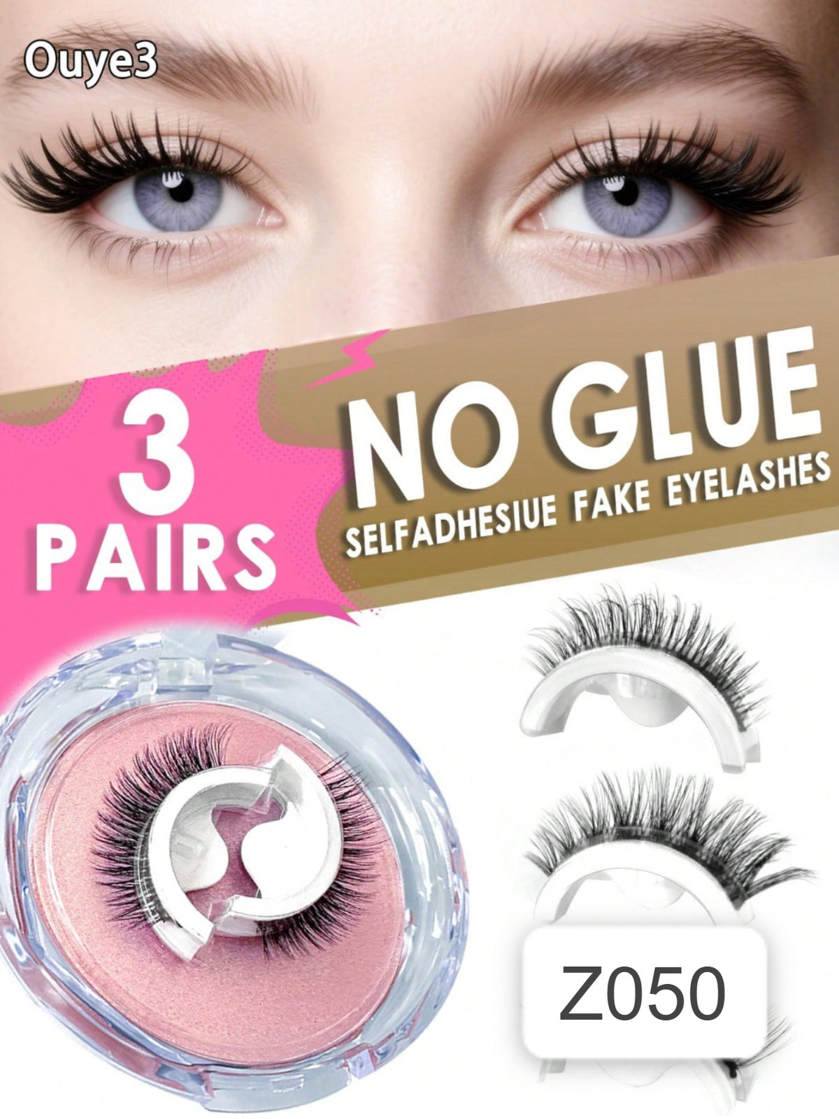 Shein Women's Natural Doll Eye Pre Adhesive False Eyelash Set Code : Z050