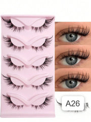 Shein Women's 5 Pairs Cat Eye Natural Crisscross Clear Band Wispy Lashes Set Code : A26
