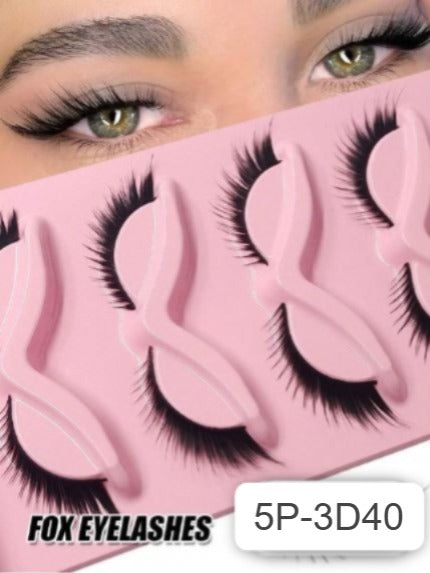 Shein 5 Pairs Fox Eye Eyelashes Natural Look Winged End, Code: 5P-3D40