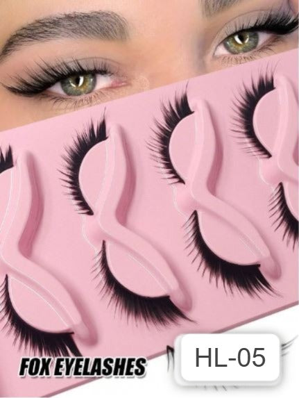 Shein 5 Pairs Fox Eye Eyelashes Natural Look Winged End, Code: HL-05