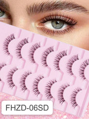 Shein 7pcs/Set Natural D-Curl Criss-Cross Transparent False Eyelashes, Code: FHZD-06SD