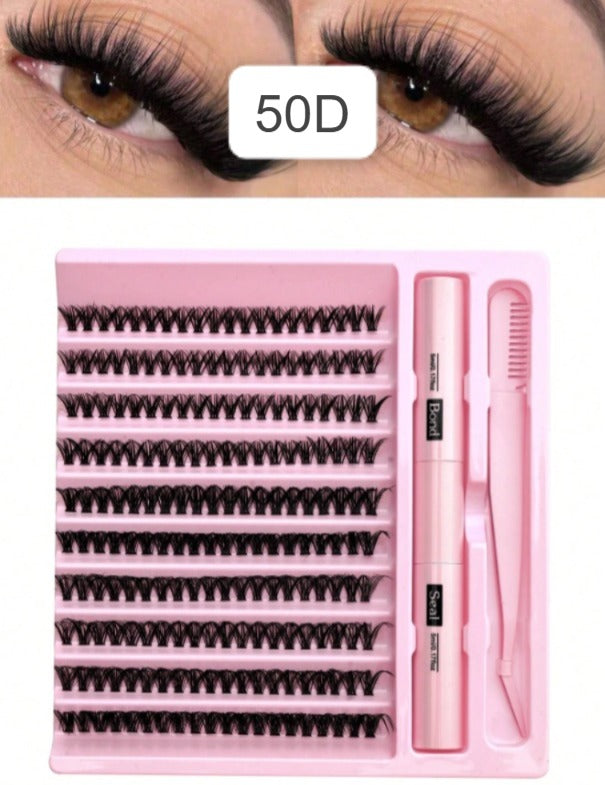 Shein 200pcs DIY Eyelash Extension Kit, Individual Lash Clusters, Code: 50D -.