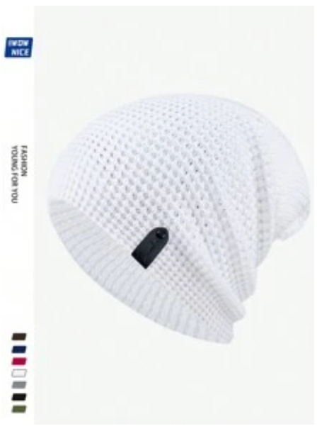 Shein Fashionable Label Decor Slouchy Beanie Hat -.