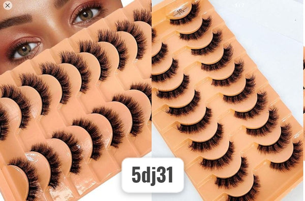 Shein 10pairs/Set Soft, Fluffy & Natural Looking 3d Mink False Eyelashes, 5dj31 /