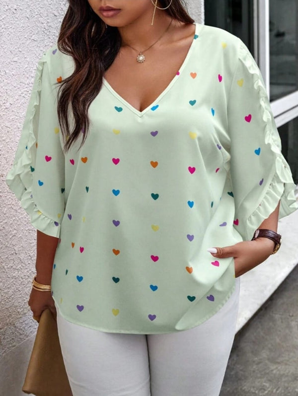 Shein Plus Size V-Neck Loose Casual Shirt, Simple & Fashionable, 3XL +