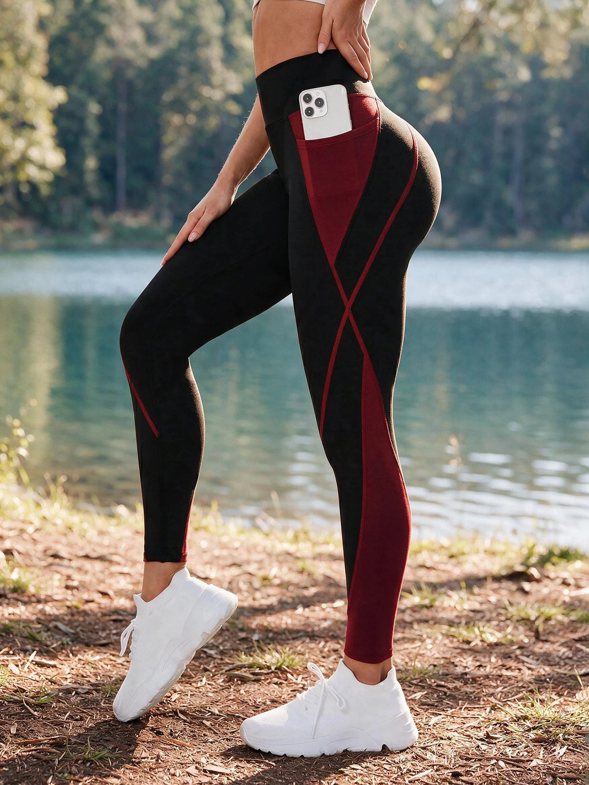 Women's High Waist Contrast Color Yoga Sports Leggings
