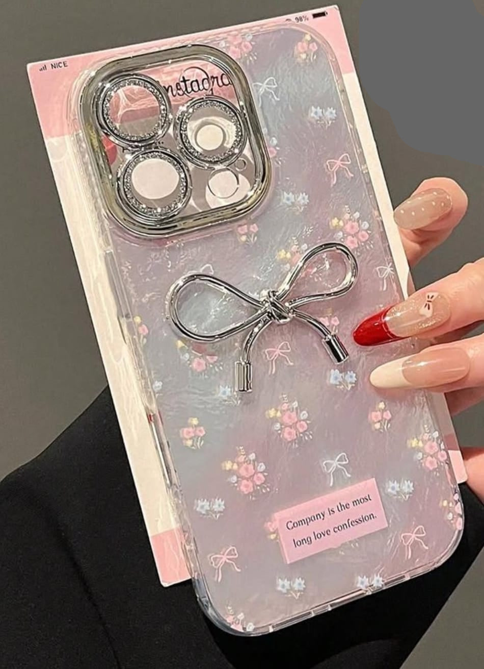 Dreamy Roses Bows Luxury Mirror Iphone Case>