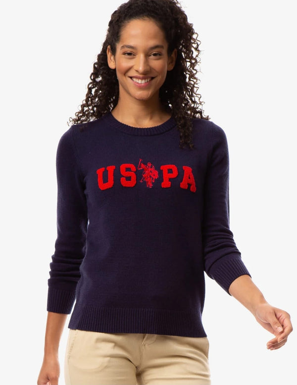 U.S. Polo Logo Crew Neck Sweater, L /