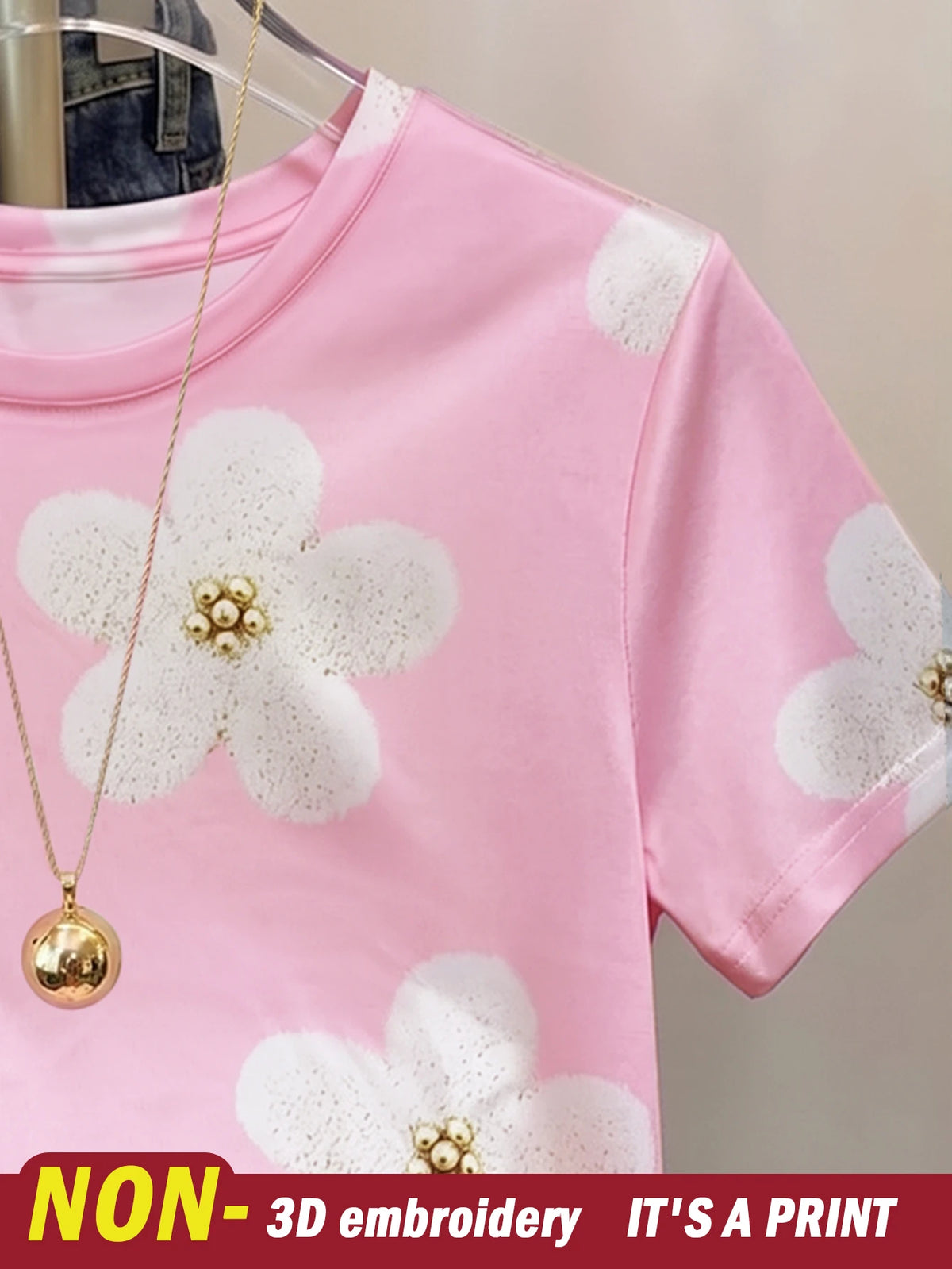 Women's Floral Print Casual Cute Short Sleeve T-Shirt