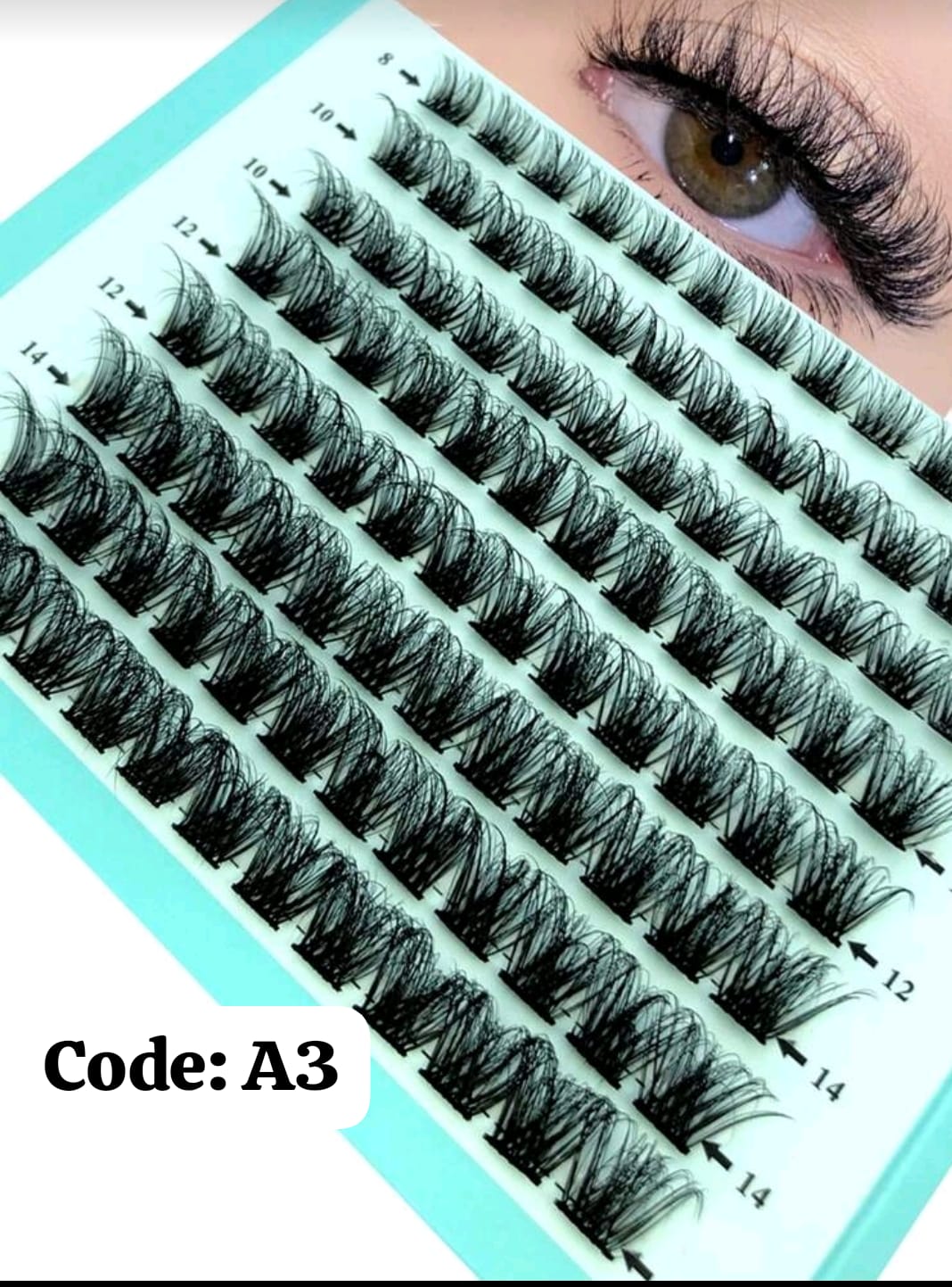 Shein 8 Rows 96pcs Mixed Size Natural Fluffy Single Cluster 3d False Eyelashes, Code: A3 +