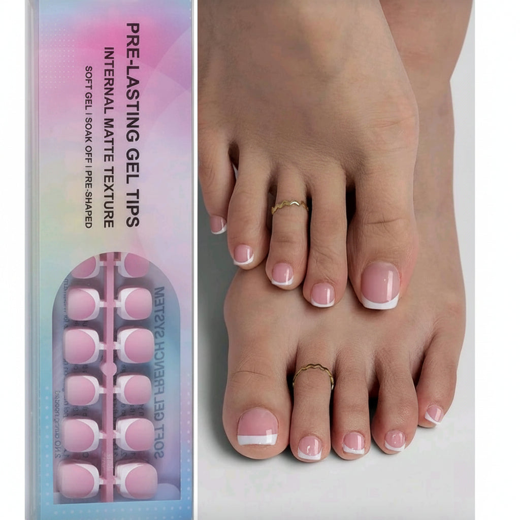Shein 150 Pcs toe Nail Tips - Short French Tip Toenail Press On, Pink Soft Gel Toe Nail Tips +