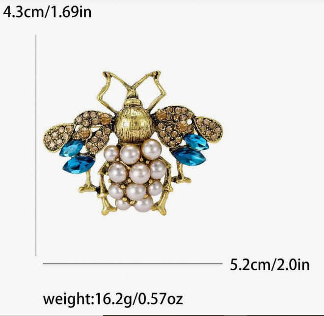 Shein Luxury Enamel Rhinestone Bee Brooches Insect Pins>