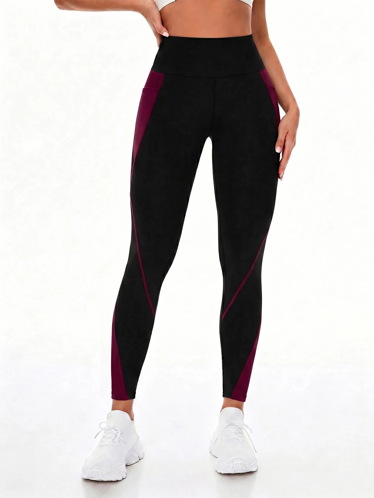 Women's High Waist Contrast Color Yoga Sports Leggings