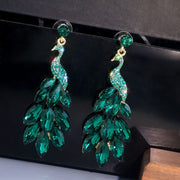 Shein Emerald Peacock Crystal Drop Earrings