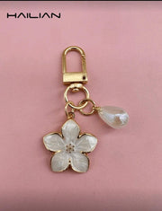 Shein 1 Pcs Alloy Material Sakura Shape Keychain