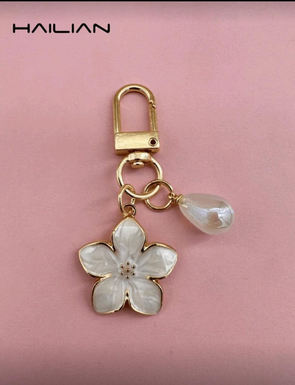 Shein 1 Pcs Alloy Material Sakura Shape Keychain