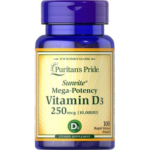 Puritan’s Pride Vitamin D3 10,000 IU, 250mcg- 100softgels +