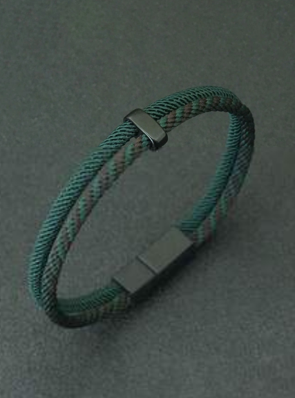 Men's Black Magnetic Bracelet With Colorful Braided Rope