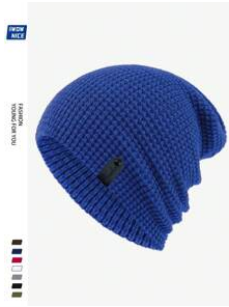 Shein Fashionable Label Decor Slouchy Beanie Hat -.