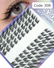 Shein 10 Rows/60pcs D Curl Manga Lash 12mm Cluster Lashes Fox Cat Cluster Lashes, Code: X06