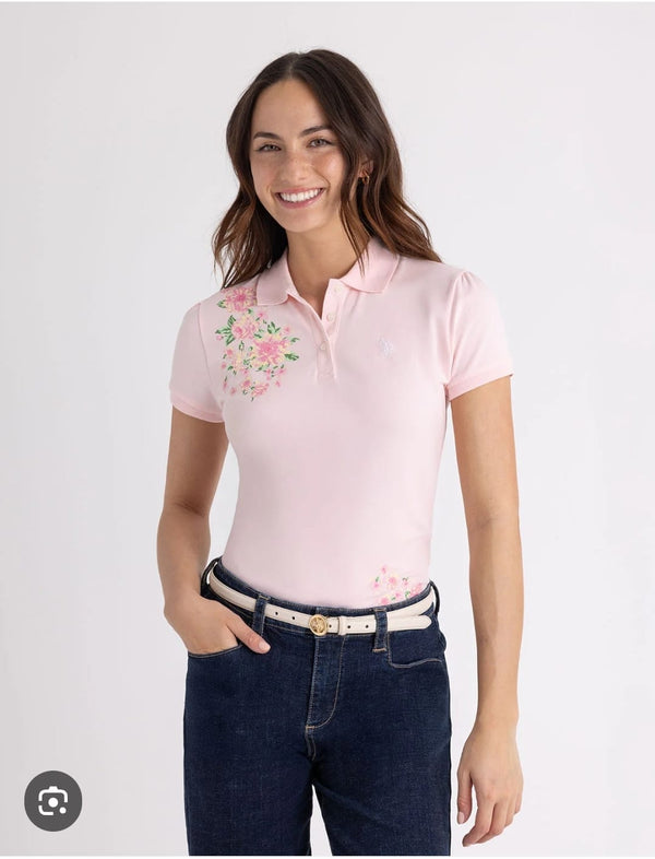 U.S. Polo Women's Floral Zip Polo Shirt, XL +