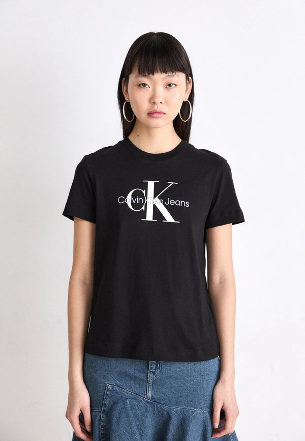 CK. Women's Foil Monogram Logo Short Sleeve Iconic Tee, S +