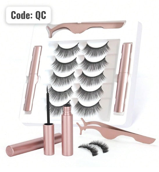 Shein Magnetic Eyelashes With Eyeliner (5 Pairs), Code: QC +