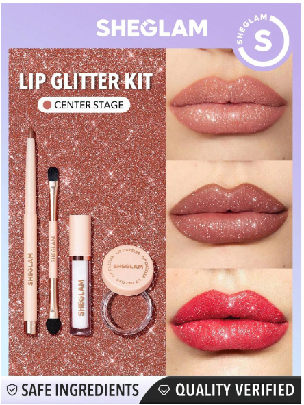 Sheglam Lip Dazzler Glitter Kit - Center Stage -.
