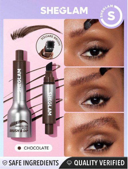 Sheglam Brow-Fection Angled Brush & Dip - Chocolate /