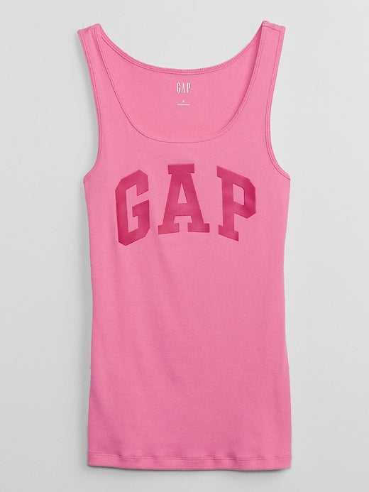 Women's Casual Logo Ribbed Scoop Neck Sleeveless Tank Top