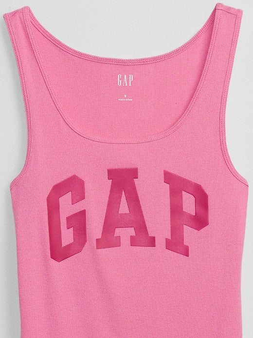 Women's Casual Logo Ribbed Scoop Neck Sleeveless Tank Top