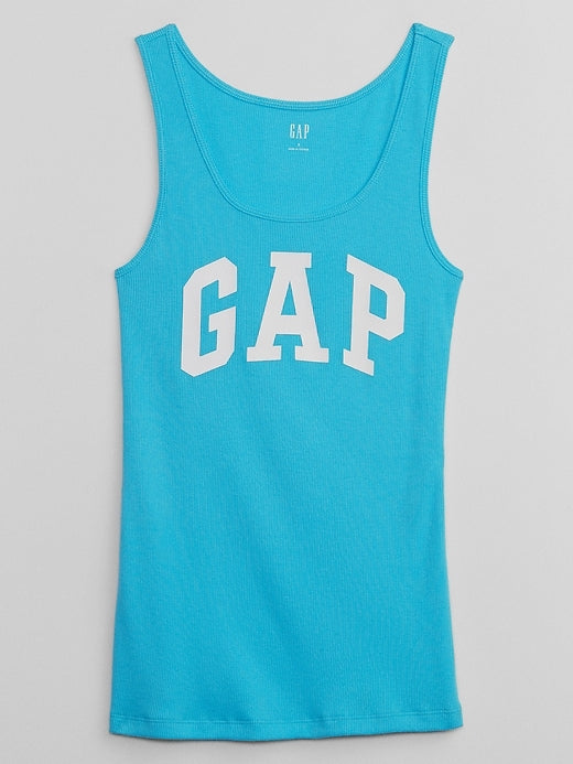 Women's Casual Logo Ribbed Scoop Neck Sleeveless Tank Top