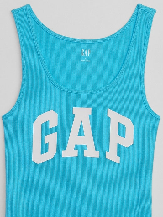 Women's Casual Logo Ribbed Scoop Neck Sleeveless Tank Top