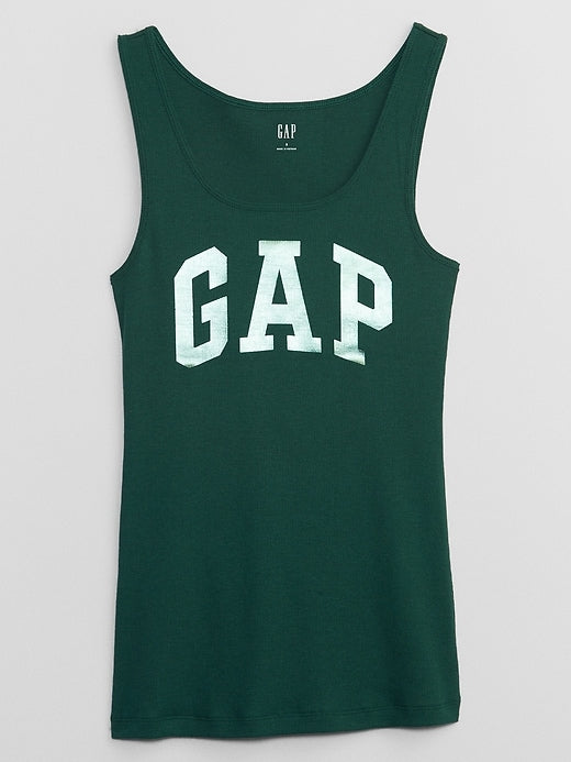 Women's Casual Logo Ribbed Scoop Neck Sleeveless Tank Top