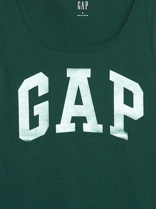 Women's Casual Logo Ribbed Scoop Neck Sleeveless Tank Top