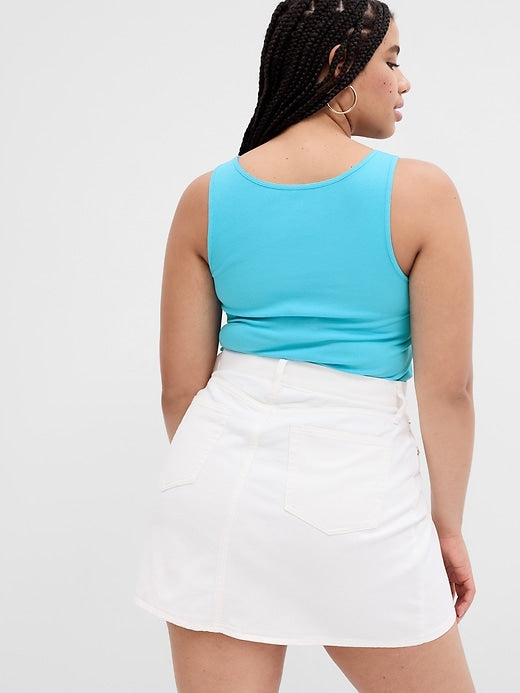 Women's Casual Logo Ribbed Scoop Neck Sleeveless Tank Top