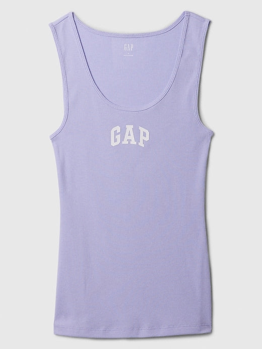 Women's Casual Logo Ribbed Scoop Neck Sleeveless Tank Top