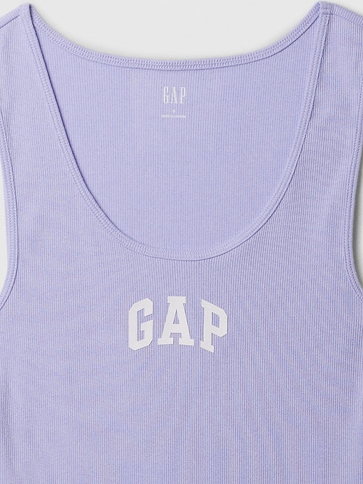 Women's Casual Logo Ribbed Scoop Neck Sleeveless Tank Top