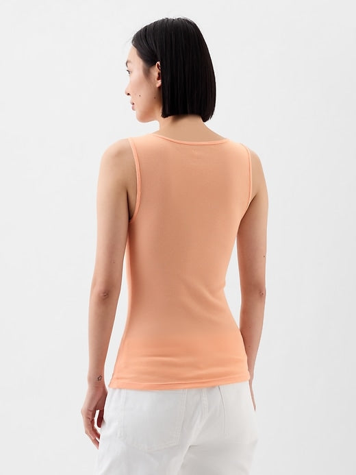 Women's Casual Logo Ribbed Scoop Neck Sleeveless Tank Top